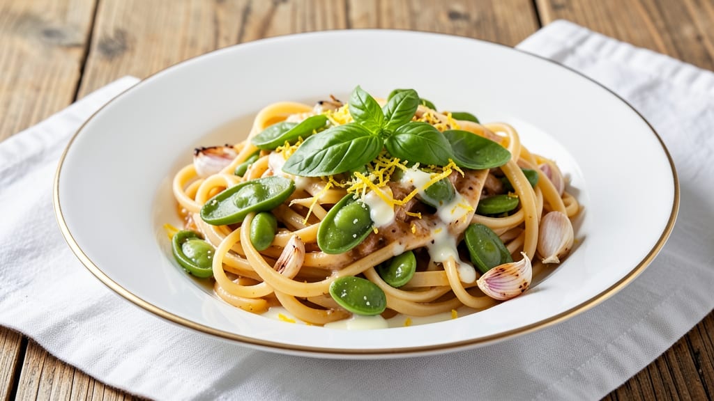 Broad Bean Pasta Recipe: Springtime Silky Green Cream Sauce