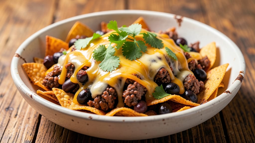 Beef and Bean Nachos Recipe: Smoky Cheddar Pull-Apart Crunch