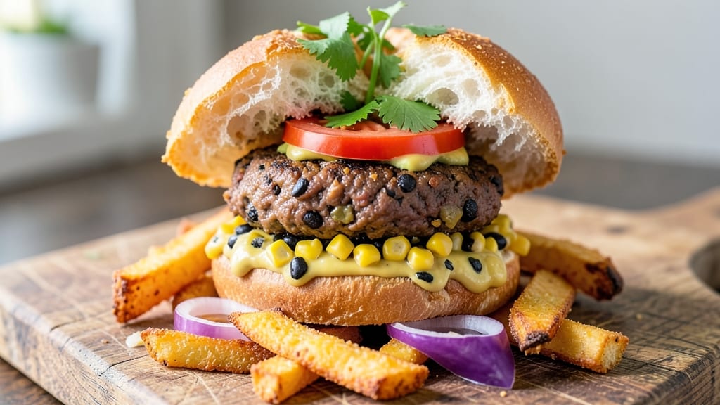 Black Bean and Corn Veggie Burger Recipe: Hearty, Spiced, and Crispy-Topped Bites