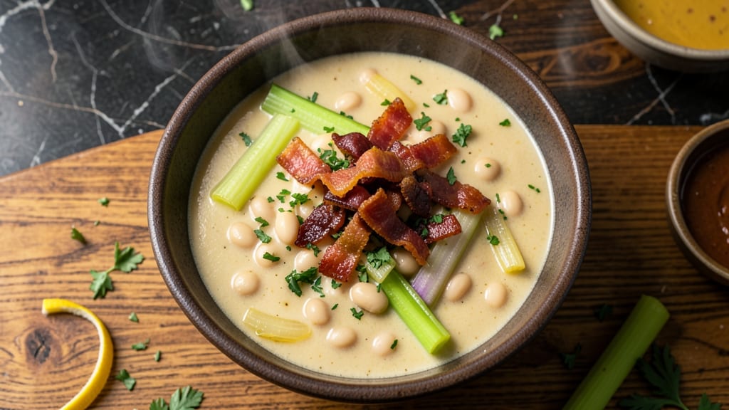 Bean Chowder Soup Recipe: Smoky Bacon and White Bean Velvety Richness
