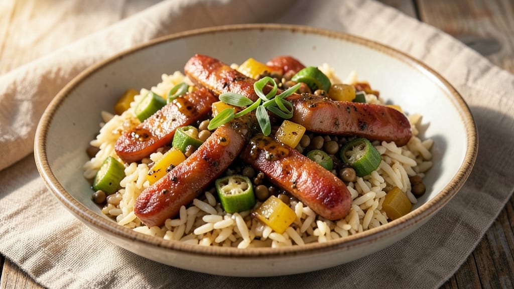 Bean Jambalaya Recipe: Smoky Cajun Rice With Andouille and Okra