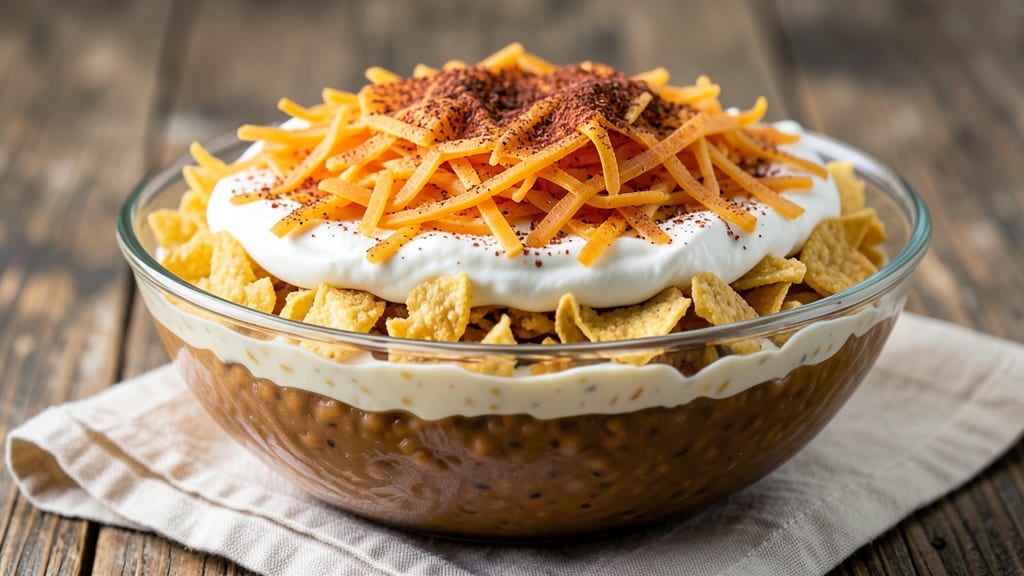 9 Layer Bean Dip Recipe: Smoky Spiced Crunch Over Creamy Pull-Apart Magic