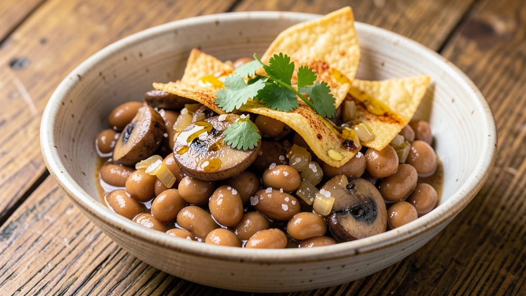 Bean Surprise Recipe: Crispy Tortilla Crown Over Smoky Bean Rivers