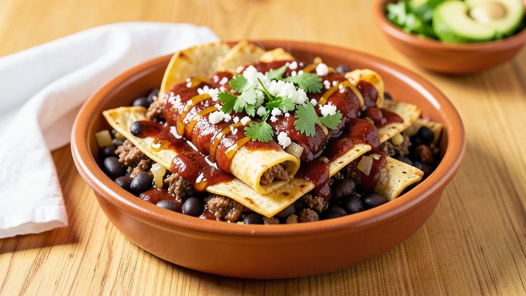 Beef and Black Bean Enchiladas Recipe: Smoky Spiced Tortillas Over Melty Cheese Filling