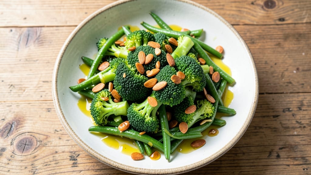 Broccoli and Green Bean Salad Recipe: Crunchy Almond-Garlic Bite with Lemon Vinaigrette