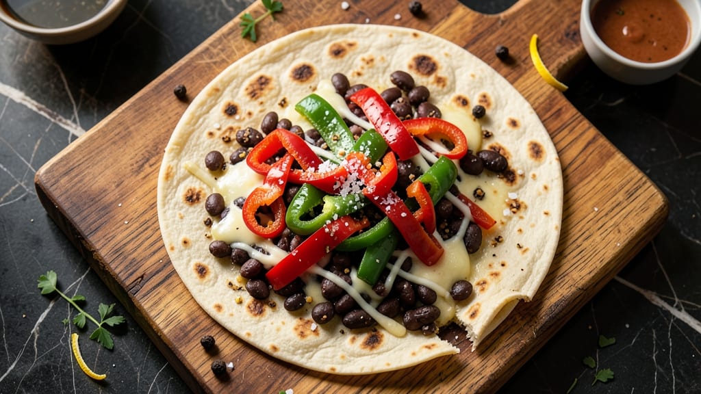 Black Bean and Pepper Quesadilla Recipe: Spiced Tortilla Crunch With Melty Cheese Rivers