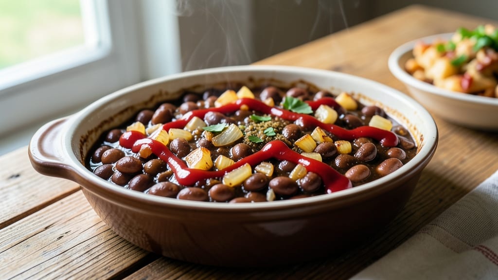 Baked Bean Recipe with Ketchup Mustard Brown Sugar: Slow-Cooked Sweet-Savory Depth