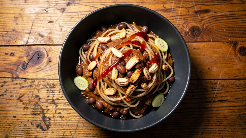 Black Bean Fire Noodles Recipe: Spicy-Smoky Stir-Fry With Crunchy Toppings