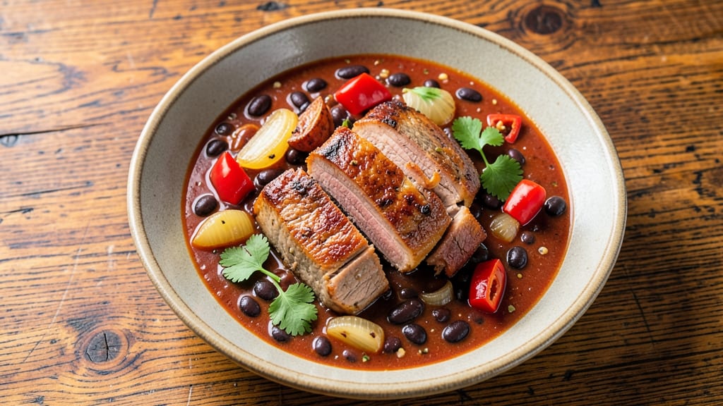 Black Bean Soup With Pork Recipe: Spiced Tomato-Braised Pork and Beans