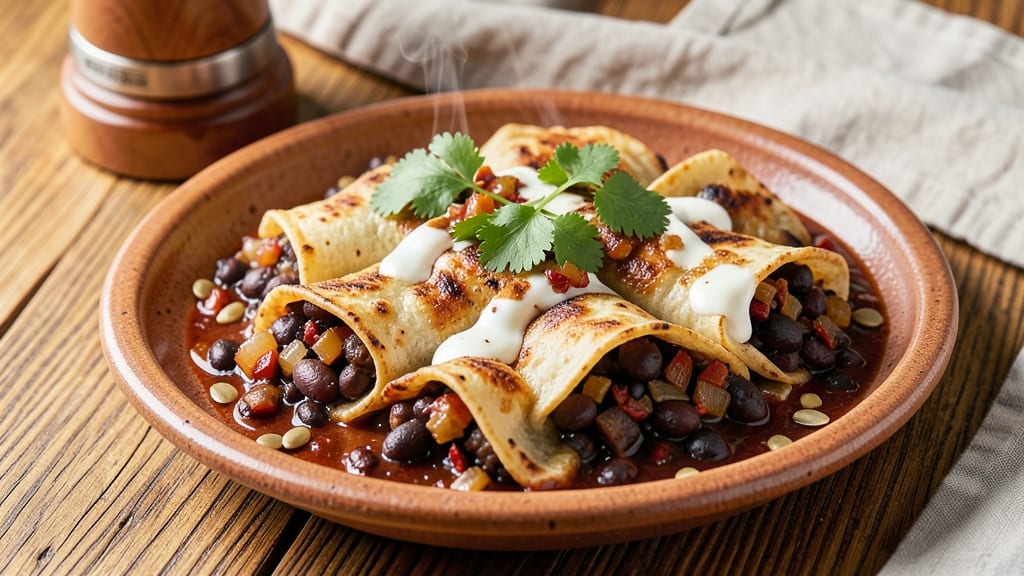 Black Bean and Tofu Enchiladas Recipe: Smoky Chipotle Cream Sauce Magic