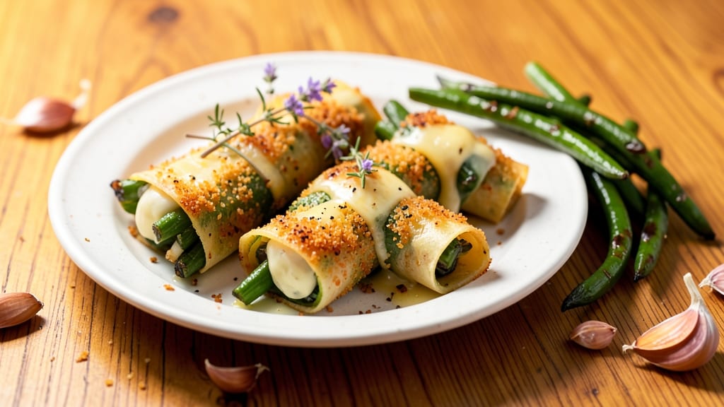 Best Green Bean Bundles Recipe Ever: Crispy Tortilla Crowns Over Gooey Cheddar Rivers