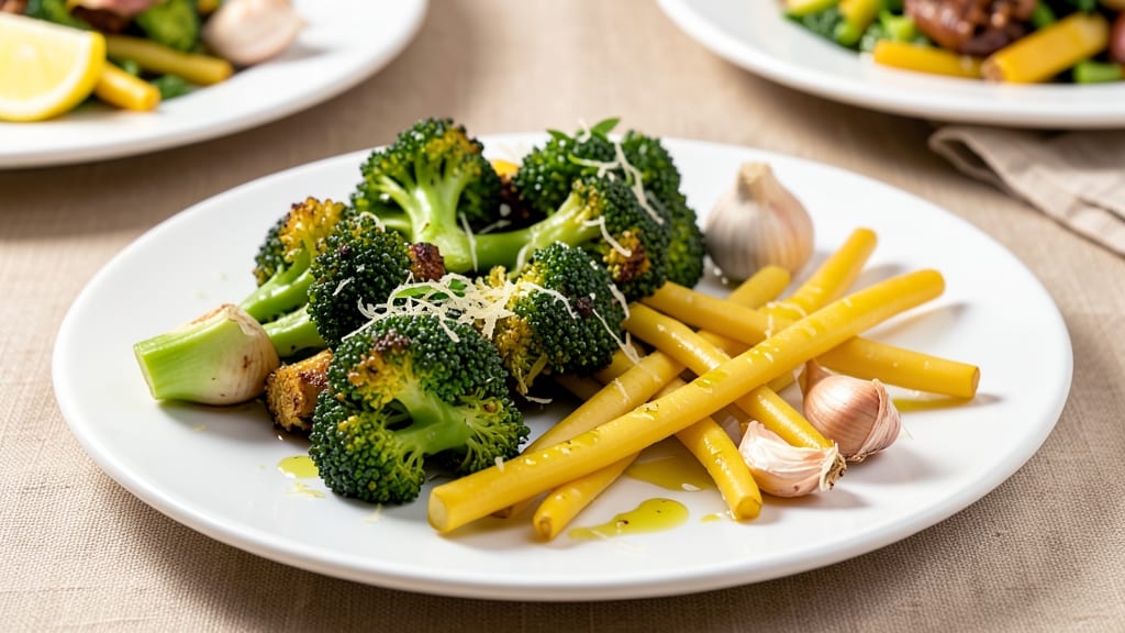 Broccoli and String Beans Recipe: Garlicky Lemon Roast With Crispy Edges