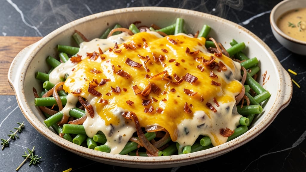 Bobby Flay's Green Bean Casserole Recipe: Crispy Top, Creamy Cheese Rivers