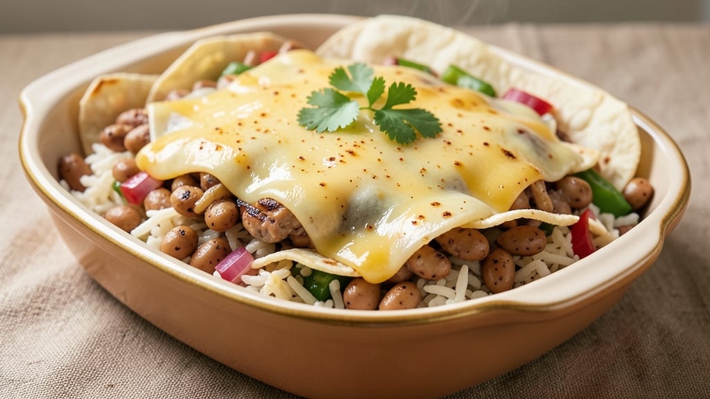 Bean Burrito Bake Recipe: Layered Cheddar and Pinto Bean Bliss