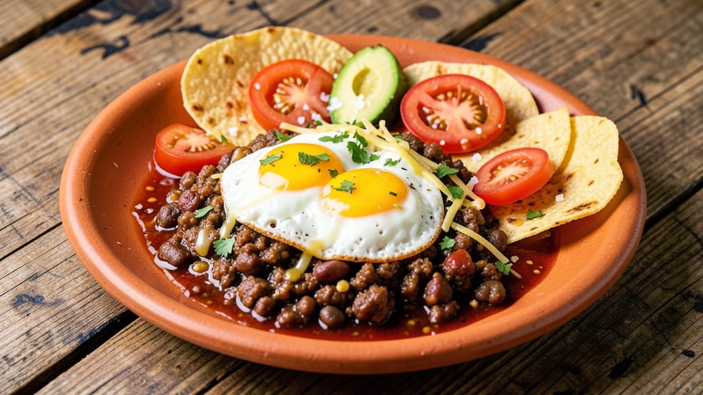 Black Bean Huevos Rancheros Recipe: Smoky Tomato-Bean Salsa with Crispy Tortilla Topping
