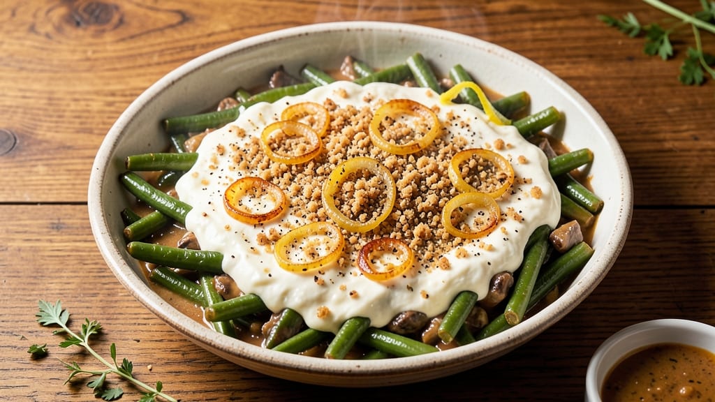 Andrew Zimmern's Green Bean Casserole Recipe: Crispy Top, Smoky Cream Cheese Rivers