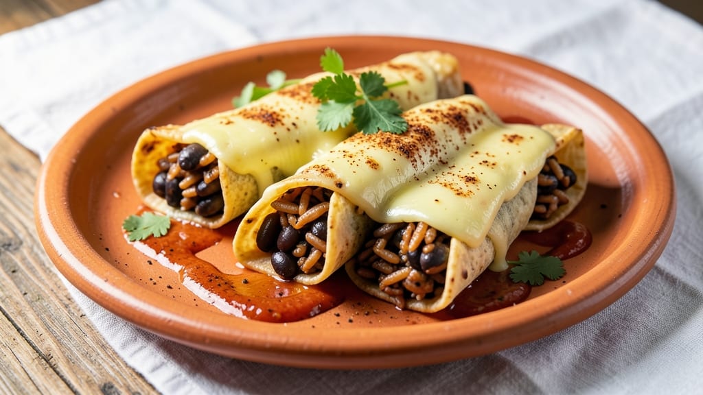 Bean and Rice Enchilada Recipe: Smoky Tortilla Crowns Over Cheesy Bean Bliss