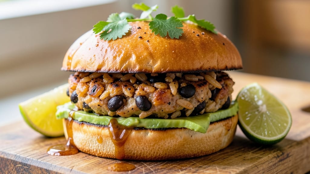 Bean and Rice Burger Recipe: Spiced Patty With Crunchy Top and Melty Centers